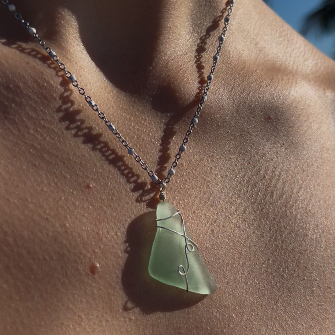 Green Sea Glass Necklace