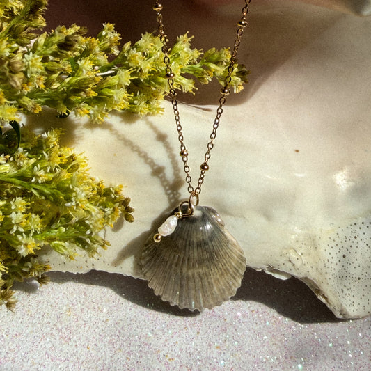 Gray Scallop Necklace