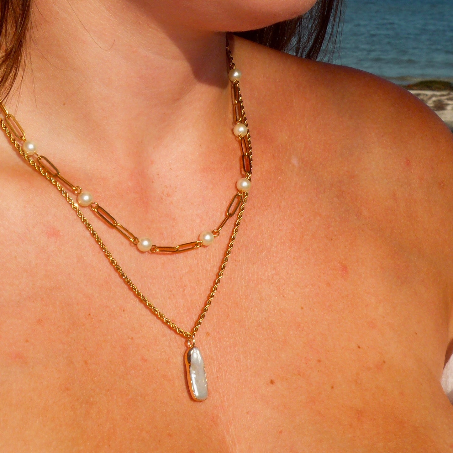 Pearl Paperclip Necklace
