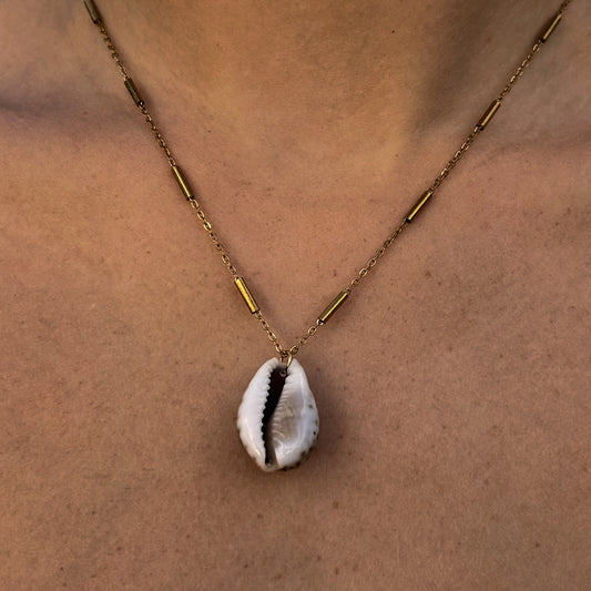 Cowrie Satellite Bar Necklace