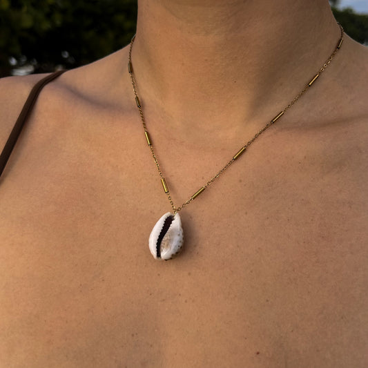 Cowrie Satellite Bar Necklace