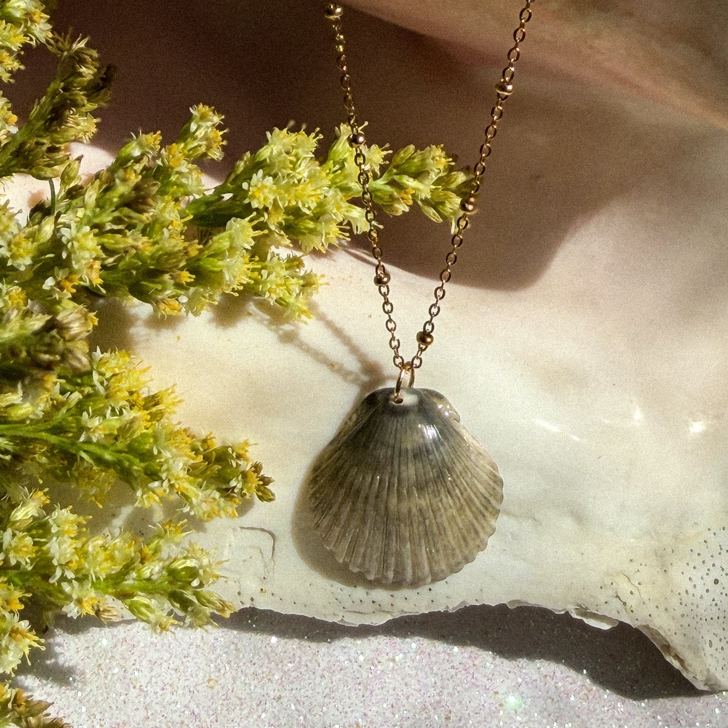 Gray Scallop Necklace