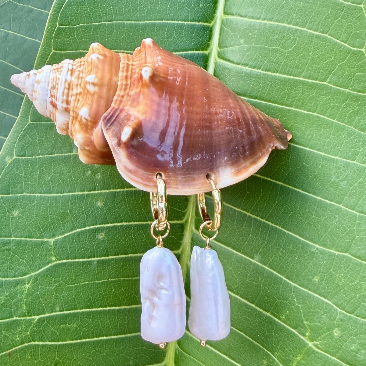 Gum Pearl Wavy Earrings