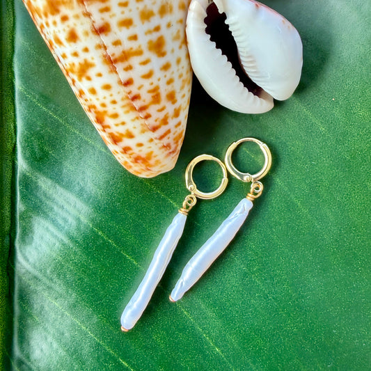 Pick Pearl Hoop Earrings