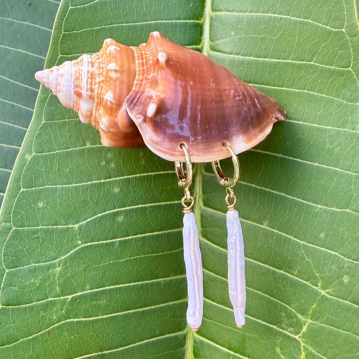 Pick Pearl Hoop Earrings