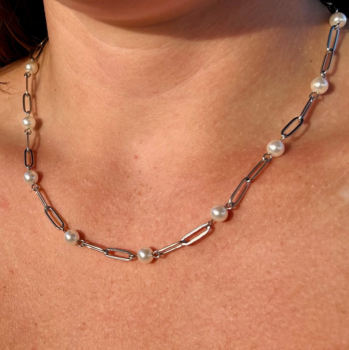 Pearl Paperclip Necklace
